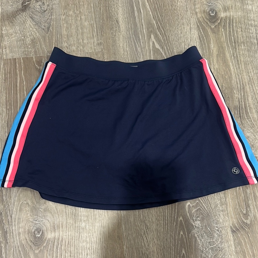 Lija Navy Tennis/Golf/Pickleball Skort with Pink and Blue Stripes